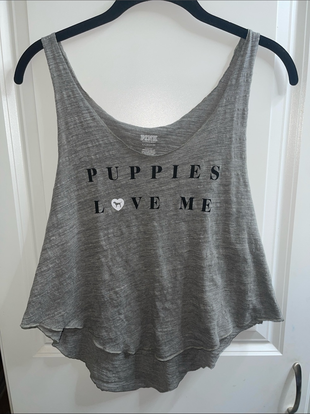 PINK Victoria's Secret Gray 'Puppies Love Me' Scoop Tank small